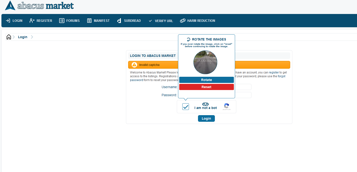 Screenshot of the secondary blocks of the Abacus Market interface